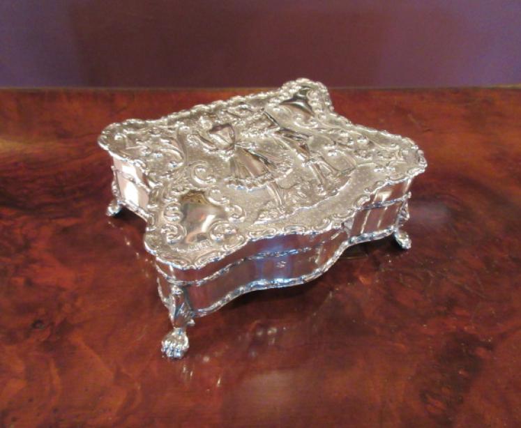 Edwardian Antique Silver Embossed Jewellery box - Image 1