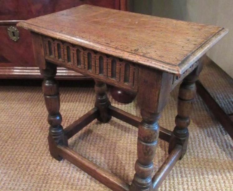 Antique Georgian Style Oak Joint Stool - Image 1