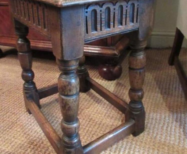 Antique Georgian Style Oak Joint Stool - Image 5