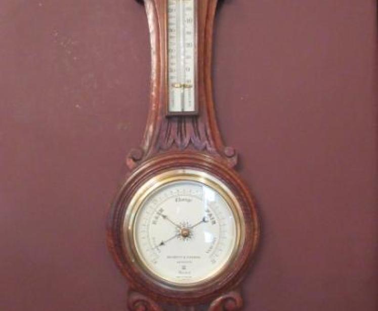 Small Antique Negretti & Zambra Banjo Barometer - Image 1