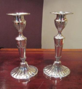 Quality Pair of Victorian Silver Classical Style Candlesticks