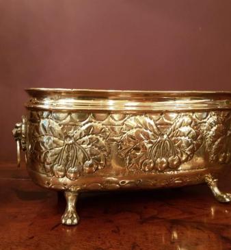 Victorian Embossed Brass Planter