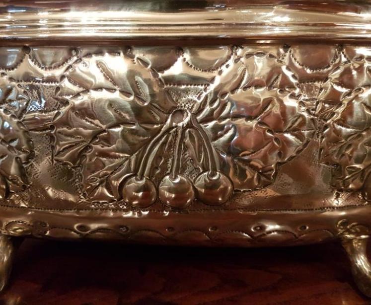 Victorian Embossed Brass Planter - Image 3