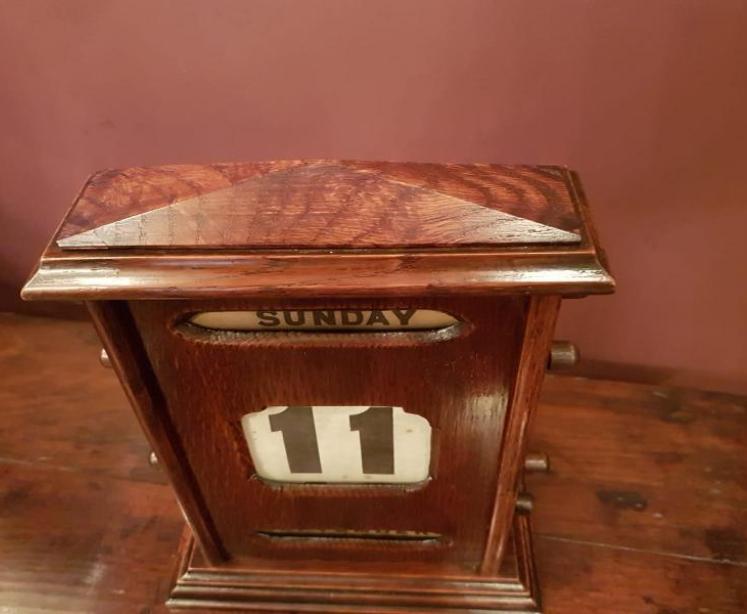 Antique Solid Oak Perpetual Desk Calendar - Image 3