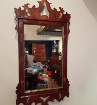 Antique George III Period Walnut Mirror