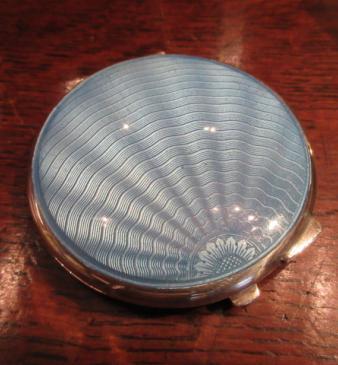 Art Deco Silver & Blue Enamel Compact