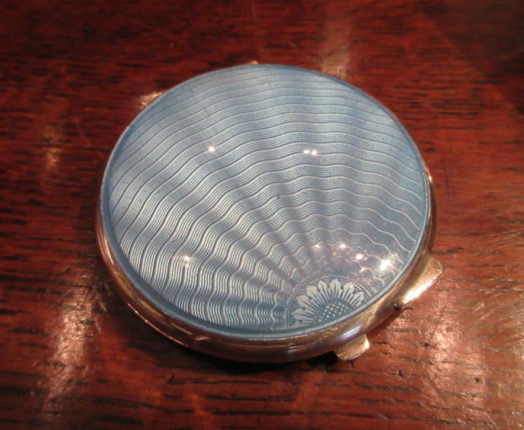 Art Deco Silver & Blue Enamel Compact - Image 1