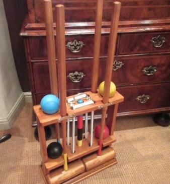Edwardian Period Antique Croquet Set in Stand