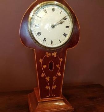 Elegant Art Nouveau Period Inlaid Mantel Clock