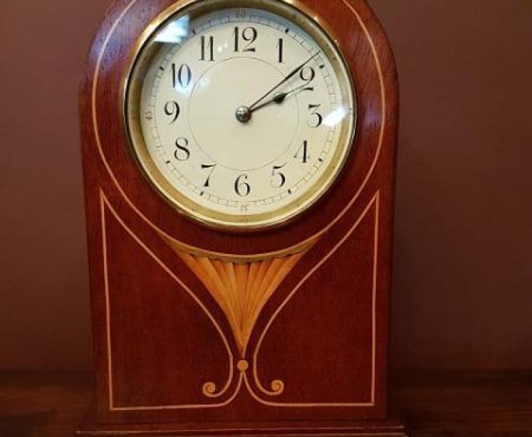 Antique Sheraton Inlaid Mantel Clock - Image 1