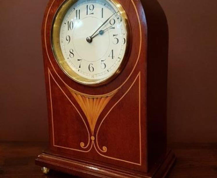 Antique Sheraton Inlaid Mantel Clock - Image 5