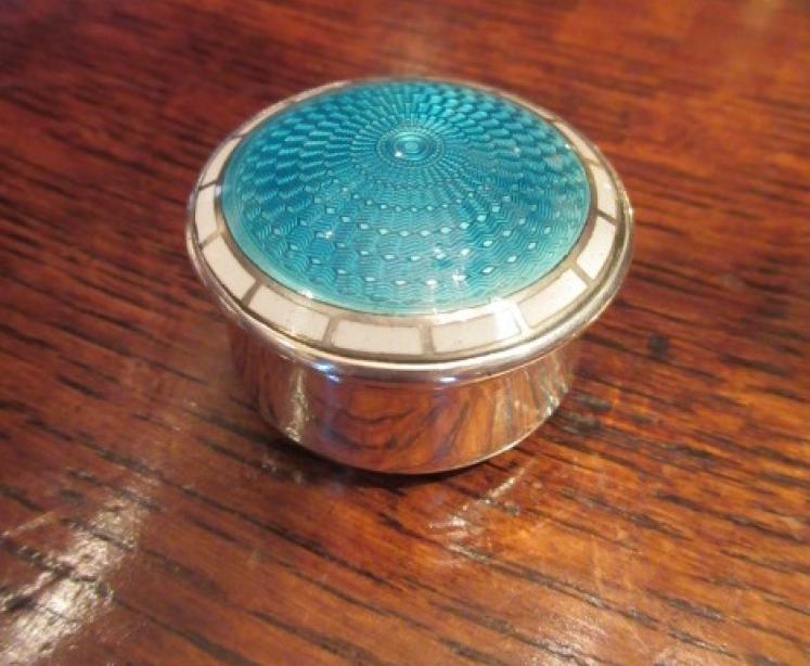 Edwardian Silver & Turquoise Enamel Trinket Box - Image 1