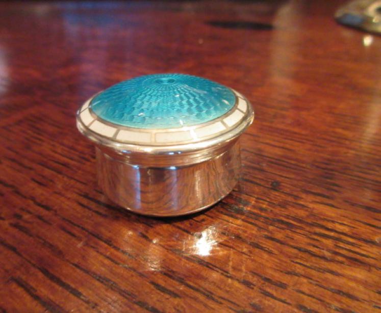 Edwardian Silver & Turquoise Enamel Trinket Box - Image 5