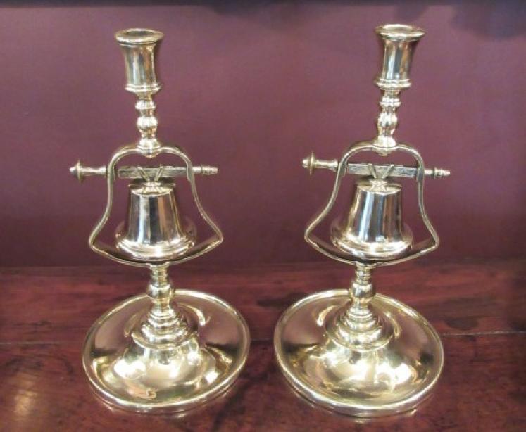 Superb Pair of Georgian Brass Tavern Candlesticks - Image 1