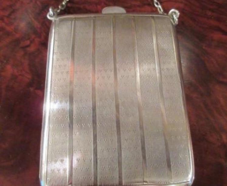 Antique Silver & Egyptian Lady Porcelain Plaque Card Case - Image 3