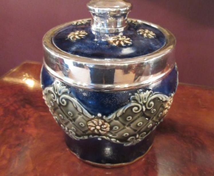 Royal Doulton Silver Rimmed Tea Caddy - Image 1