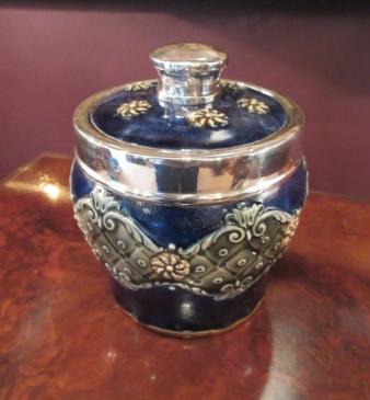 Royal Doulton Silver Rimmed Tea Caddy
