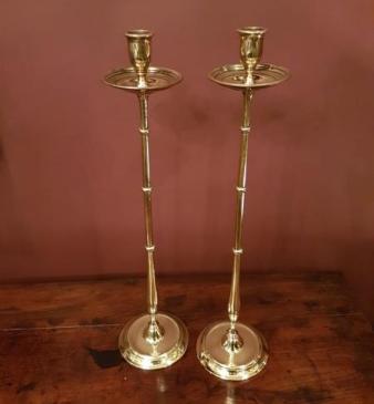 Large Pair Of Victorian Cast Brass Candlesticks