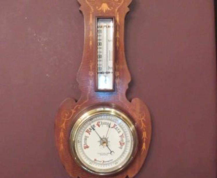 Small Antique Sheraton Inlaid Banjo Barometer - Image 5