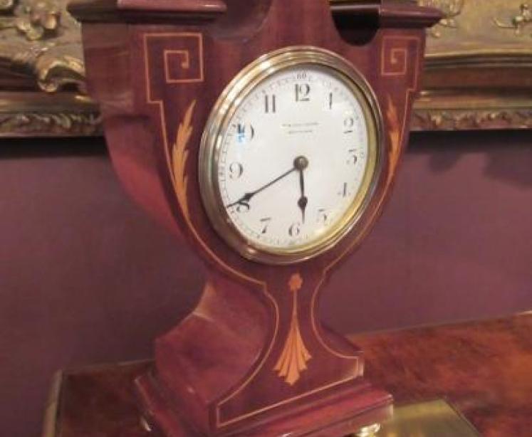 Superb Edwardian Antique Sheraton Inlaid Mantel Clock - Image 5