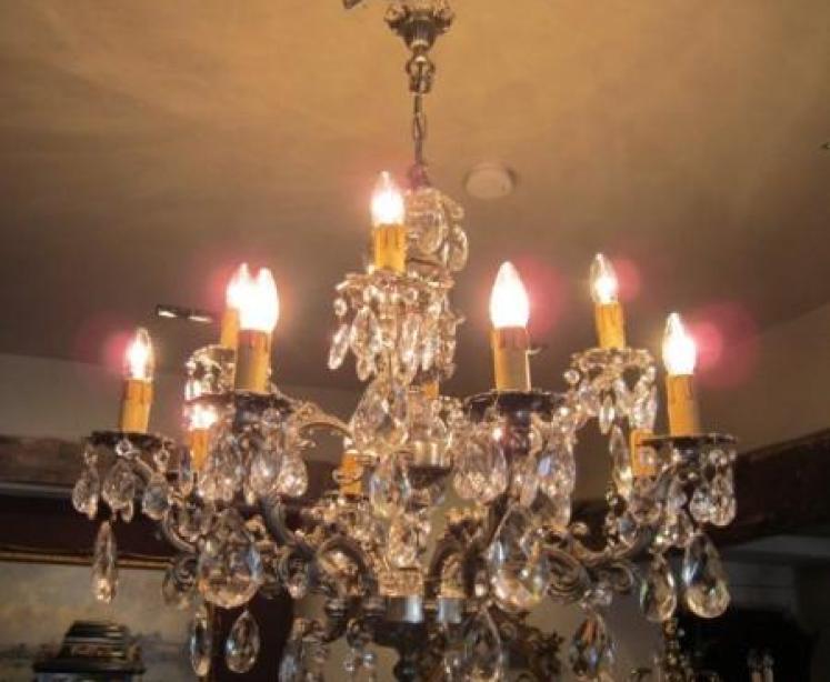 Stunning 1920's Crystal Cut Glass Chandelier - Image 1