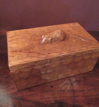 Early Mouseman Adzed Oak Lidded Box