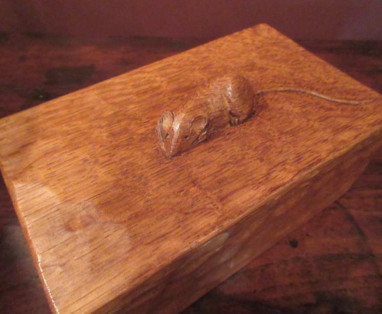 Early Mouseman Adzed Oak Lidded Box - Image 2