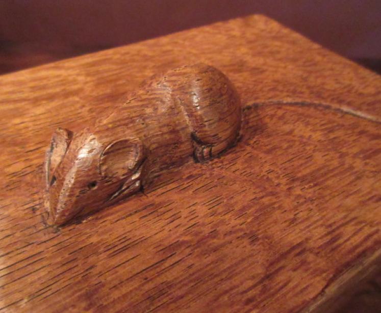 Early Mouseman Adzed Oak Lidded Box - Image 4