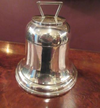 Large Antique Silver Novelty Bell Inkwell