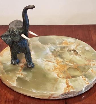 1920's Bronze Elephant Desk Tidy