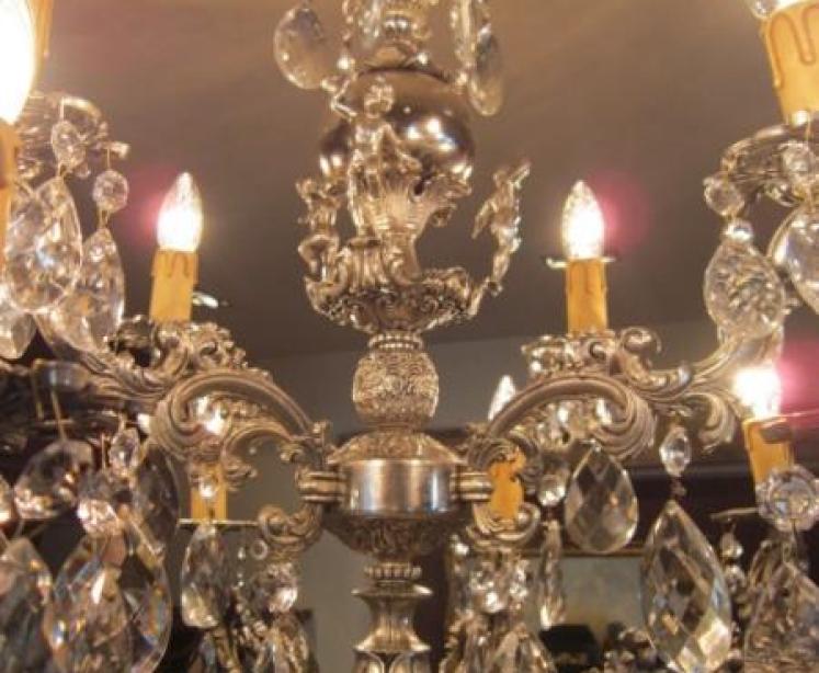 Stunning 1920's Crystal Cut Glass Chandelier - Image 5