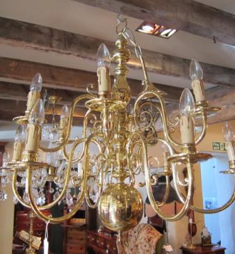 Superb Edwardian Two Tier Solid Brass Chandelier