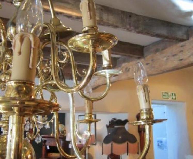 Superb Edwardian Two Tier Solid Brass Chandelier - Image 3