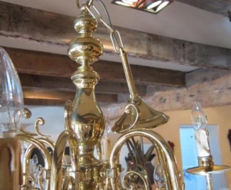 Superb Edwardian Two Tier Solid Brass Chandelier - Image 4