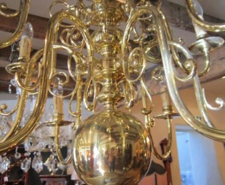 Superb Edwardian Two Tier Solid Brass Chandelier - Image 5