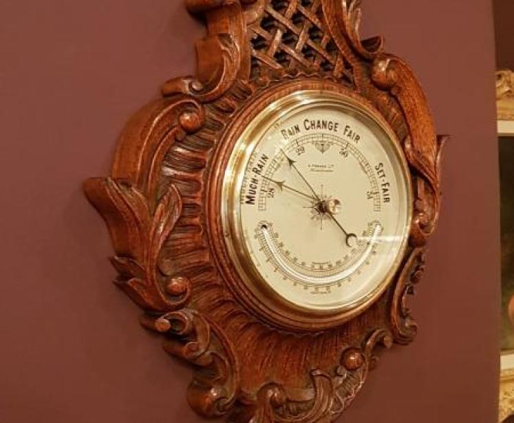 Antique Victorian Barometer With Crescent Thermometer - Image 5
