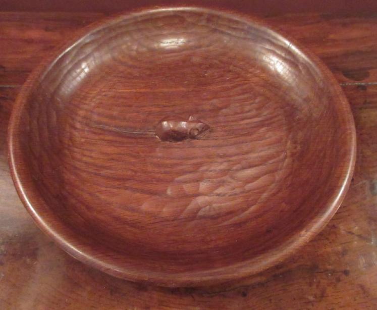 Mouseman Adzed Oak Large Fruit Bowl - Image 4
