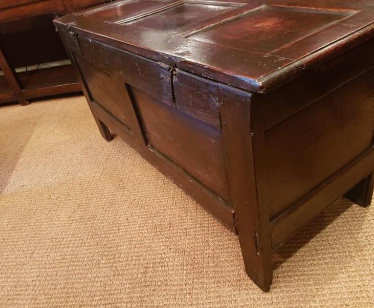 Antique George II Period Oak Panelled Coffer - Image 3