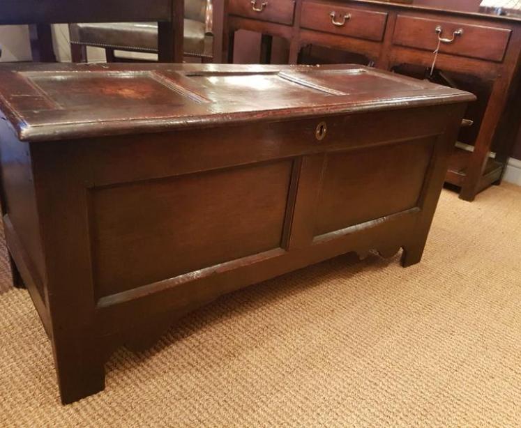 Antique George II Period Oak Panelled Coffer - Image 4