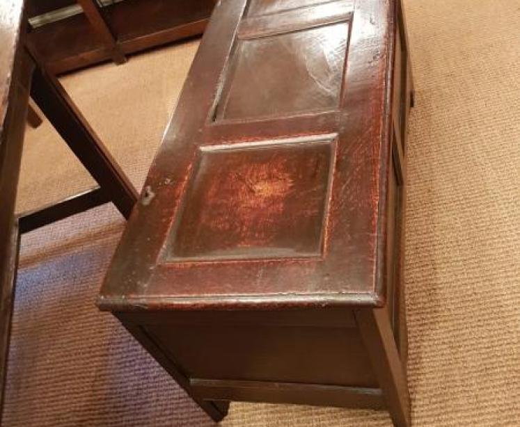 Antique George II Period Oak Panelled Coffer - Image 5