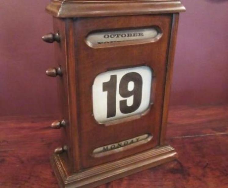 Antique Mahogany Perpetual Desk Calendar - Image 1