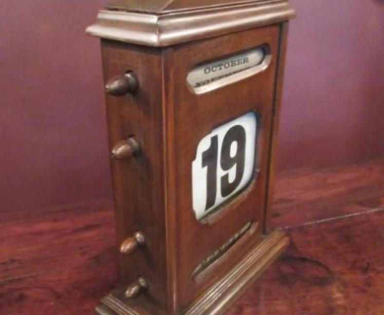 Antique Mahogany Perpetual Desk Calendar - Image 5