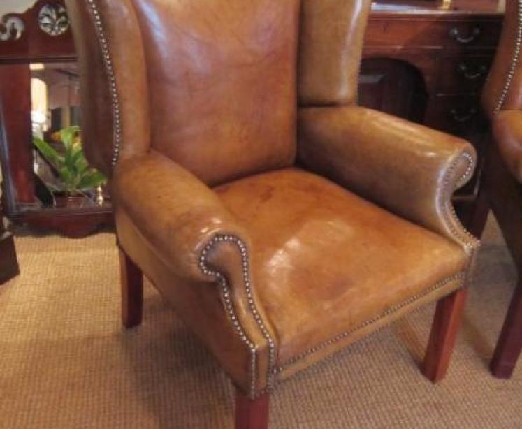Superb Pair of 1920's Leather Wing Armchairs - Image 2