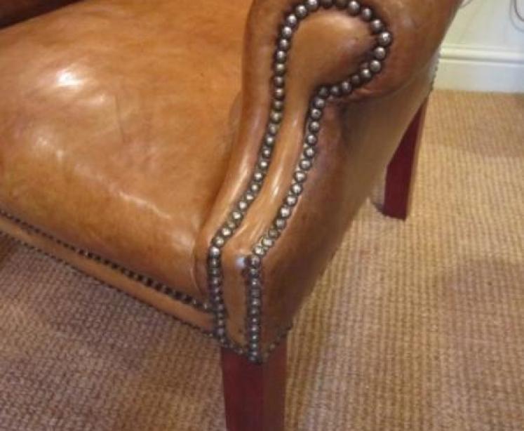 Superb Pair of 1920's Leather Wing Armchairs - Image 5