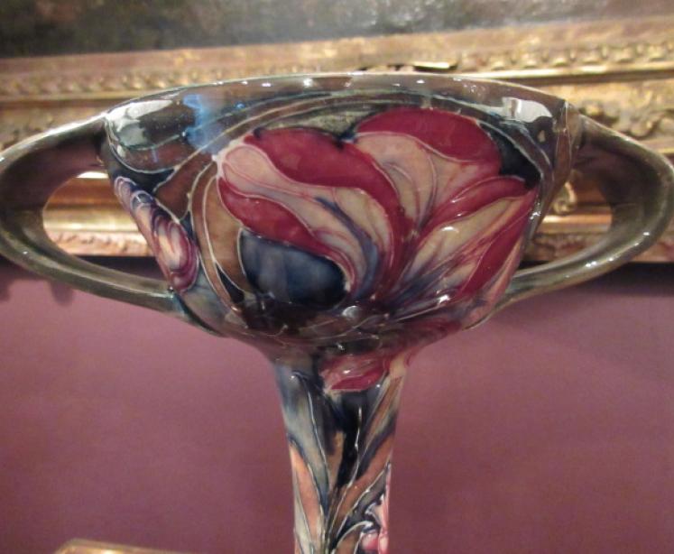 Early Moorcroft Spanish on Ochre Twin Handled Vase - Image 3