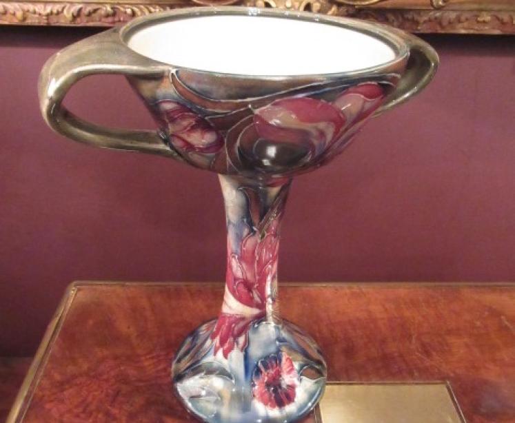 Early Moorcroft Spanish on Ochre Twin Handled Vase - Image 5