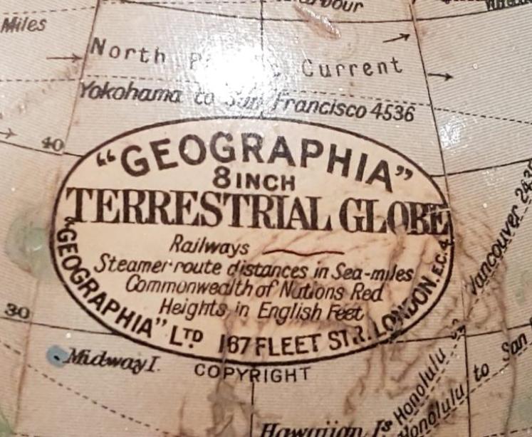 Unusual 1920's Brass Based 8" Library Globe by Geographica - Image 3