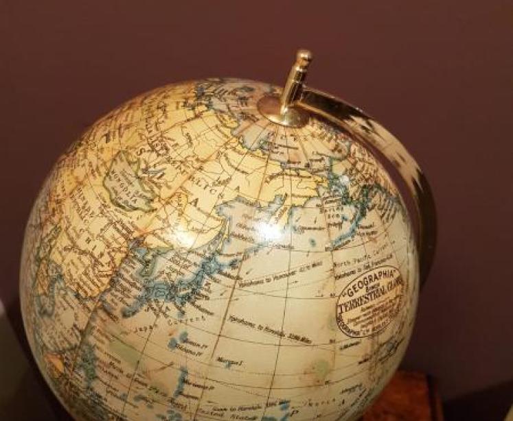 Unusual 1920's Brass Based 8" Library Globe by Geographica - Image 5