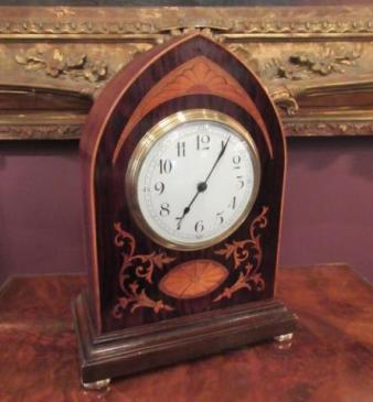 Superb Antique Rosewood Sheraton Inlaid Mantel Clock