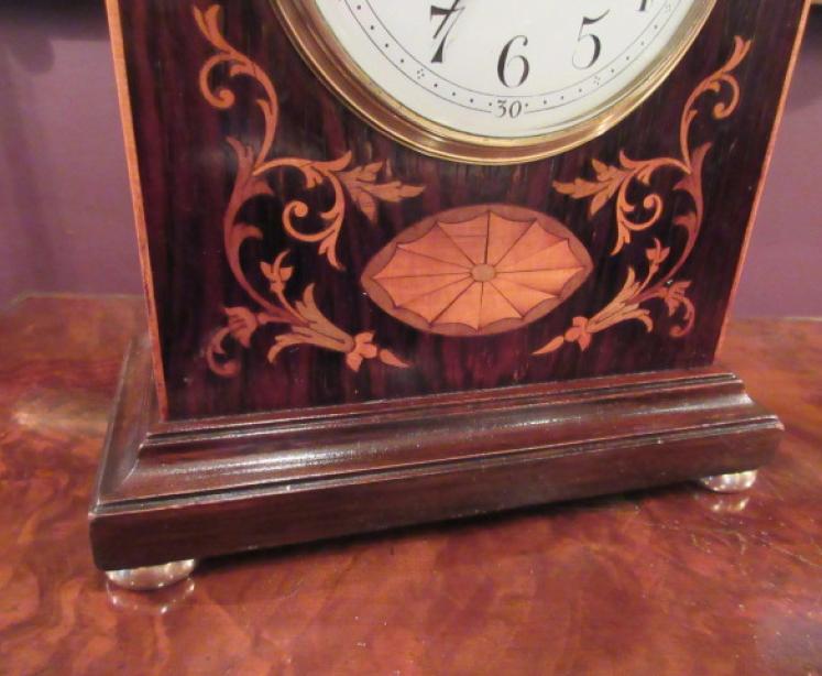 Superb Antique Rosewood Sheraton Inlaid Mantel Clock - Image 2